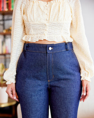 These jeans are the Creston Jeans sewing pattern from Cashmerette.