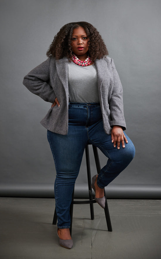 Plus size sales gray blazer
