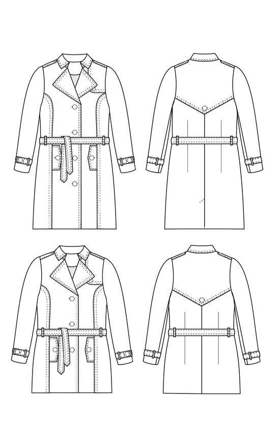 Chilton Trench Coat 12-28 printed pattern – Cashmerette Patterns